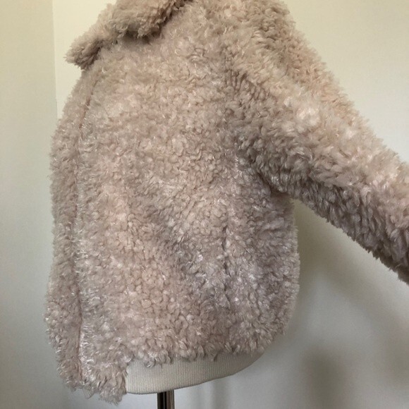 H&M Divided Jacket Womens Medium Cream Sherpa Bomber Faux Fur Teddy Bear New - Picture 4 of 13
